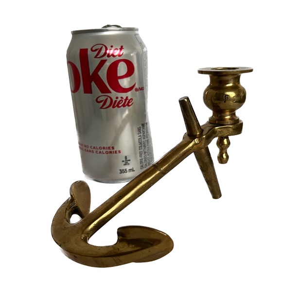 Candle Stick Brass Anchor Heavy Metal Nautical Beach Boat Decor 6" Long Solid - Picture 4 of 7
